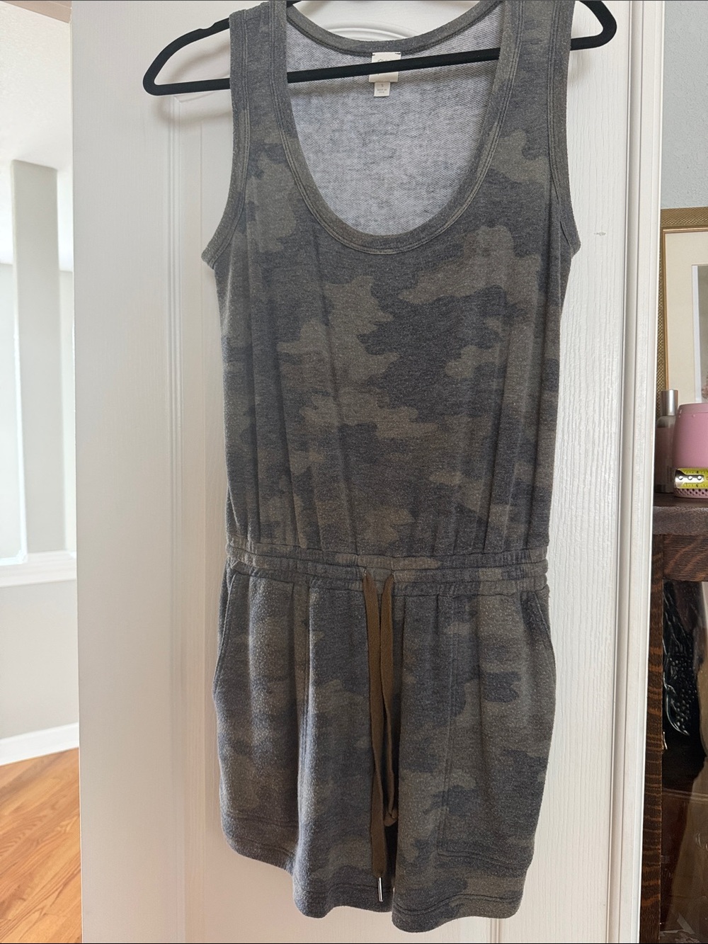Casual Camo Tank Romper - Gray